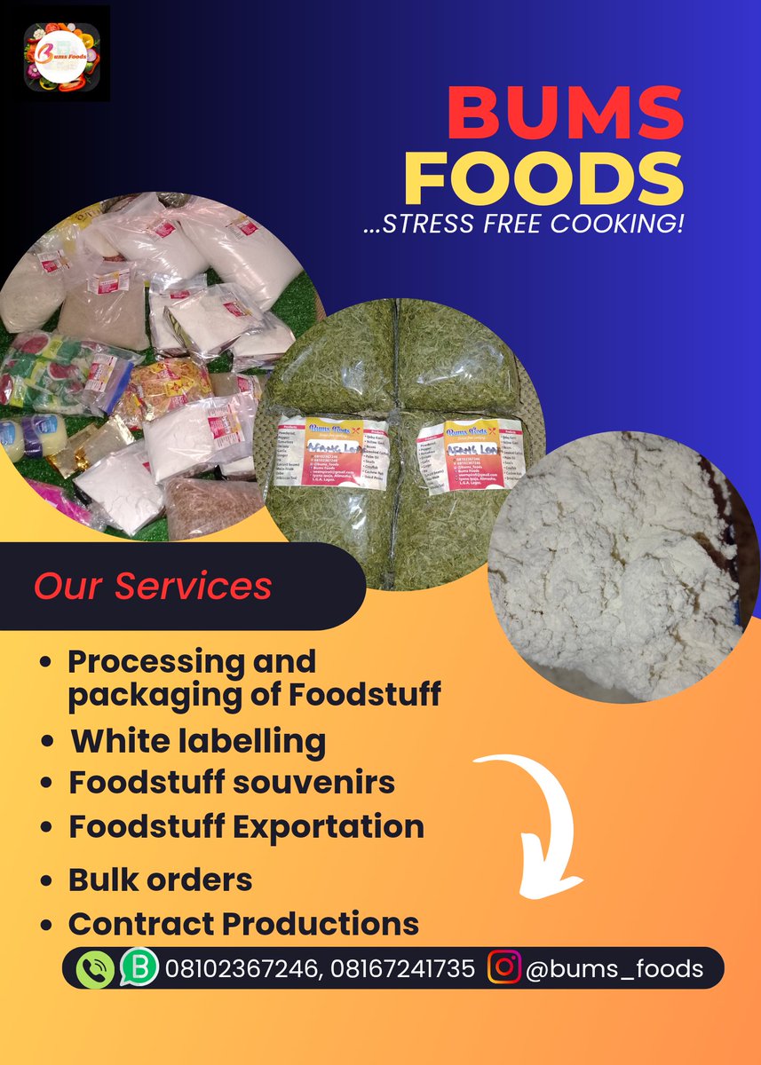 Bums_foods's tweet photo. @Smallmalik01 I sell Foodstuff for a living. Do well to go through our services on the flyer. Thank you! https://t.co/LfI94ySKbe