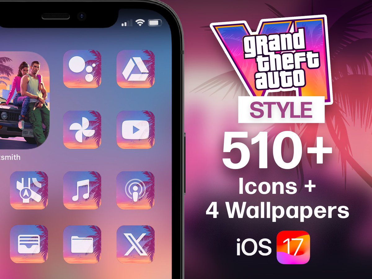 slick_pixel's tweet image. 📣 Calling 2025! A brand new custom #GTA6 / GTA VI icon pack is now available to buy on Etsy, for your iPhone! 

slickpixelshop.etsy.com/listing/165353…

✏️ 510+ Custom Icons!
✏️ 6 Custom Wallpapers!

#iosicons #iosiconpack #GTA6 #GTAVI