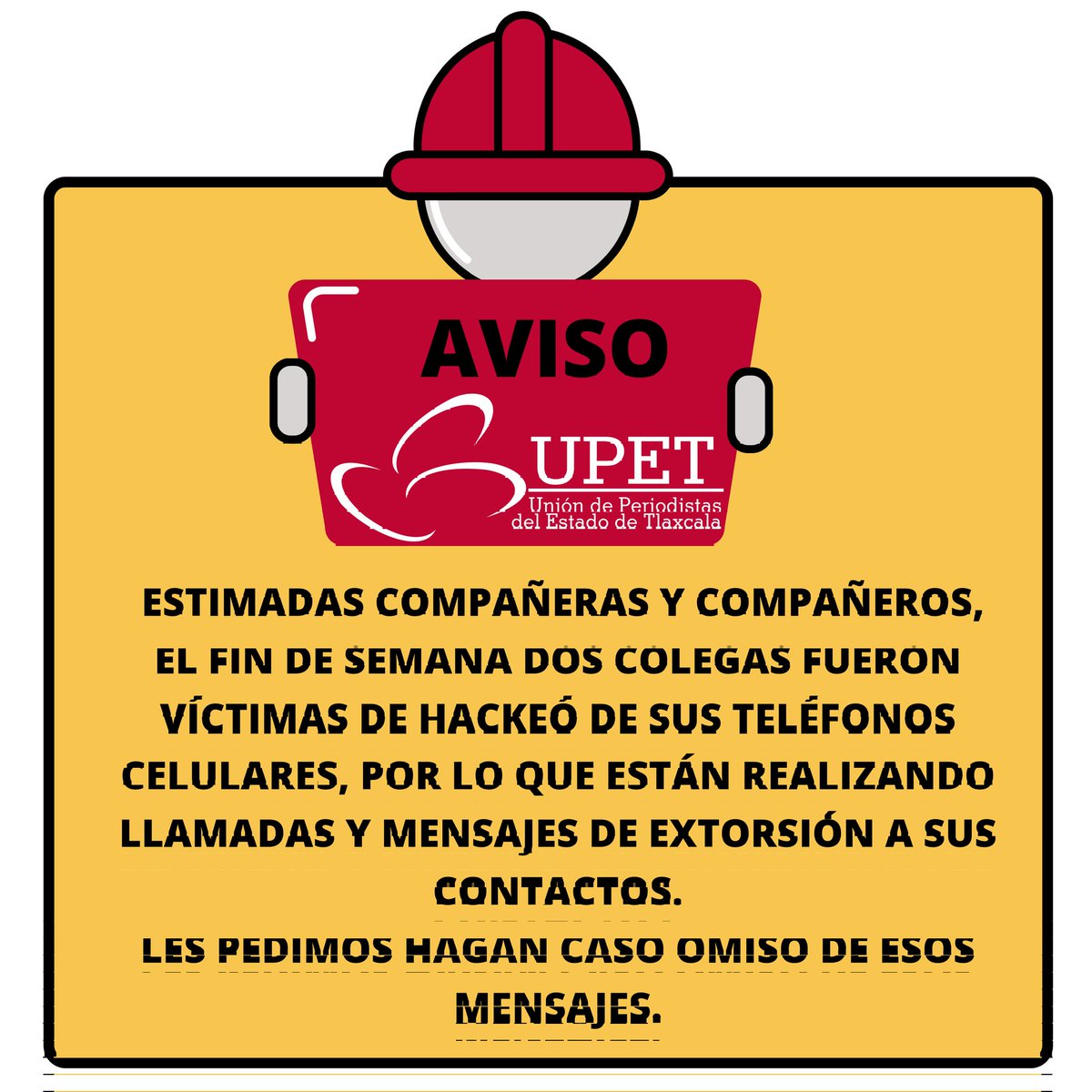 upet_oficial's tweet image. #UPET | Estimadas compañeras y compañeros, el fin de semana dos colegas fueron víctimas de hackeó de sus teléfonos celulares, por lo que están realizando llamadas y mensajes de extorsión a sus contactos. 
Les pedimos hagan caso omiso de esos mensajes.