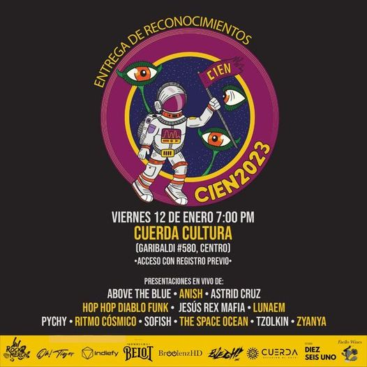 El próximo viernes 12 de enero, se realizara una edición más de la entrega de reconocimientos del aclamado proyecto @cien_mex en <a href="/CuerdaCultura/">Cuerda Cultura</a>  🔥

Accesos con previo registro ✍

#WeAreResonantes ⚡️