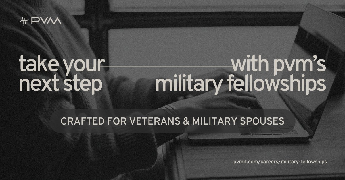 Become a part of PVM’s community of veterans and other military-connected team members to make a difference with data.
Learn more: bit.ly/3tzW0OM
#DigitalServices #Palantir #MilitaryFellowship #MilitaryEmployment #VeteranEmployment