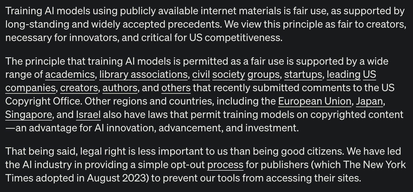 MatthewBerman on X: &ldquo;&ldquo;Training is fair use, but we provide an opt 