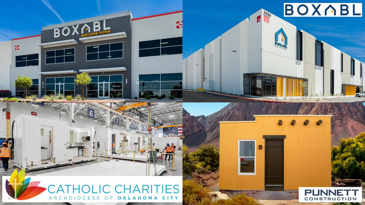 BOXABL's tweet image. BOXABL has partnered with Catholic Charities Archdiocese of Oklahoma City and Punnett Construction to deliver and install 12 BOXABL Casitas. The project is progressing through the construction phase and has been received very well by the community! 

If you are in the Oklahoma…