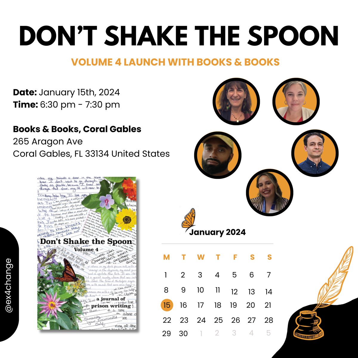 Join us for the unveiling of Don't Shake the Spoon Vol. 4! Immerse yourself in the powerful narratives, poems, and essays crafted by our talented students. Let's celebrate voices that deserve to be heard! RSVP: booksandbooks.com/event/dont-sha… #DontShakeTheSpoon #ExchangeForChange