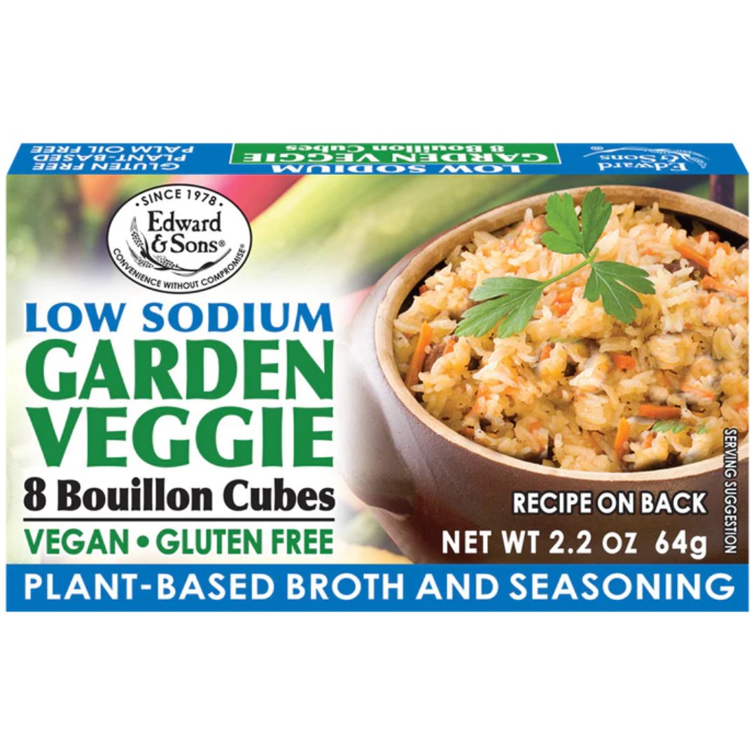 Easily create deliciously flavored broth by mixing with hot water, or elevate soups, stews, and sauces with this secret seasoning favored by chefs. We're thrilled to present a reduced-sodium rendition of our classic Garden Veggie Bouillon Cubes.

#Urthbox#edwardandsons#glutenfree