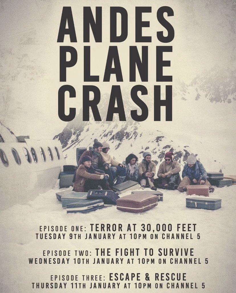 ITNPost's tweet image. Andes Plane Crash starts on Tuesday night at 10pm on @channel5_tv. A brilliant 3 part film about the extraordinary story of human survival against the odds, when plane crashed into the Andes. Well done to everyone who worked on this film. #postproduction #itn #channel5