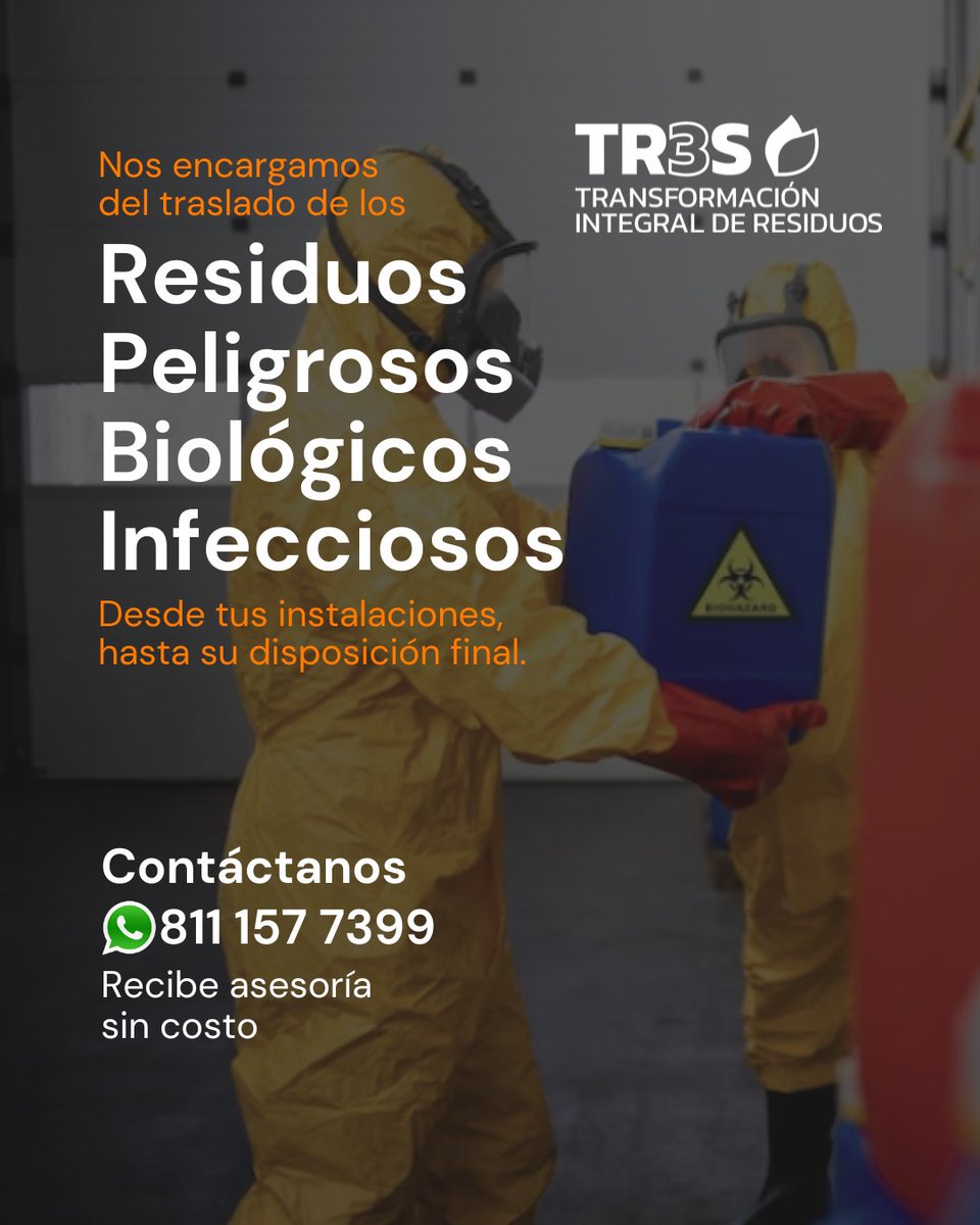 👍Confía en #TR3S para la recolección y transporte de tus #ResiduosPeligrososBiológicoInfecciosos. ☣️
Cumple con la ley de manera segura y responsable. 
Contáctanos al ☎️ 811 157 7399. 
#GestiónRPBI #ResponsabilidadAmbiental 🌿
#RPBI