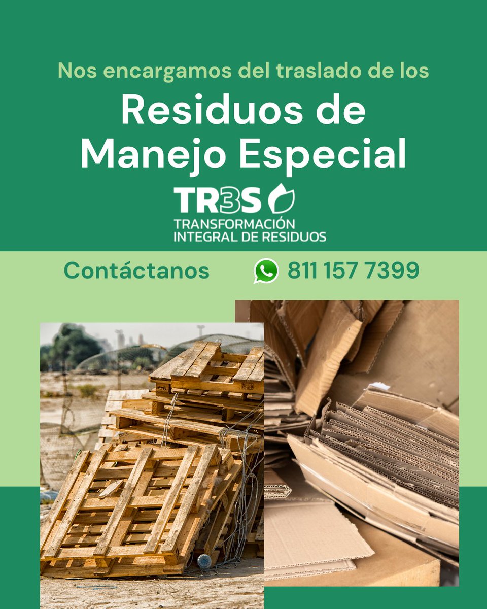 💼 Entendemos las necesidades de las PYMES.
Nos encargamos de la recolección y transporte de Residuos de Manejo Especial (RME) para que puedas centrarte en lo que mejor haces. 🌍💚
¡Contáctanos al 📲811 157 7399 
#TR3SCompromiso #RME #ResiduosdeManejoEspecial
#TR3S