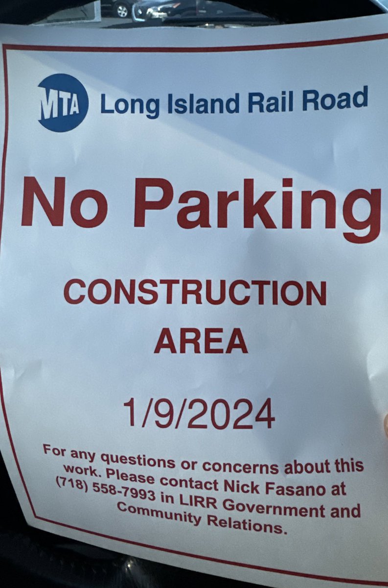 Jaidnoire's tweet photo. @LIRR Cars in the Laurelton Station parking lot have a DO NOT PARK sign on all of them dated 1/9/24. Street parking is already really congested in this residential area. What’s being done and how long will it last?? https://t.co/wnb51tCIEG