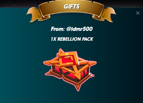 Astreon3's tweet photo. Today has been a day of great surprises in #splinterlands! Quora in Brawls and 1 #rebellion pack. There will never be a day when you are bored playing! Thanks @splintermeme the gift arrived correctly! #hive #nftgamela #hbd #dbuzz #CryptoDBuzz #splintertalk https://t.co/GWxexkcqKu
