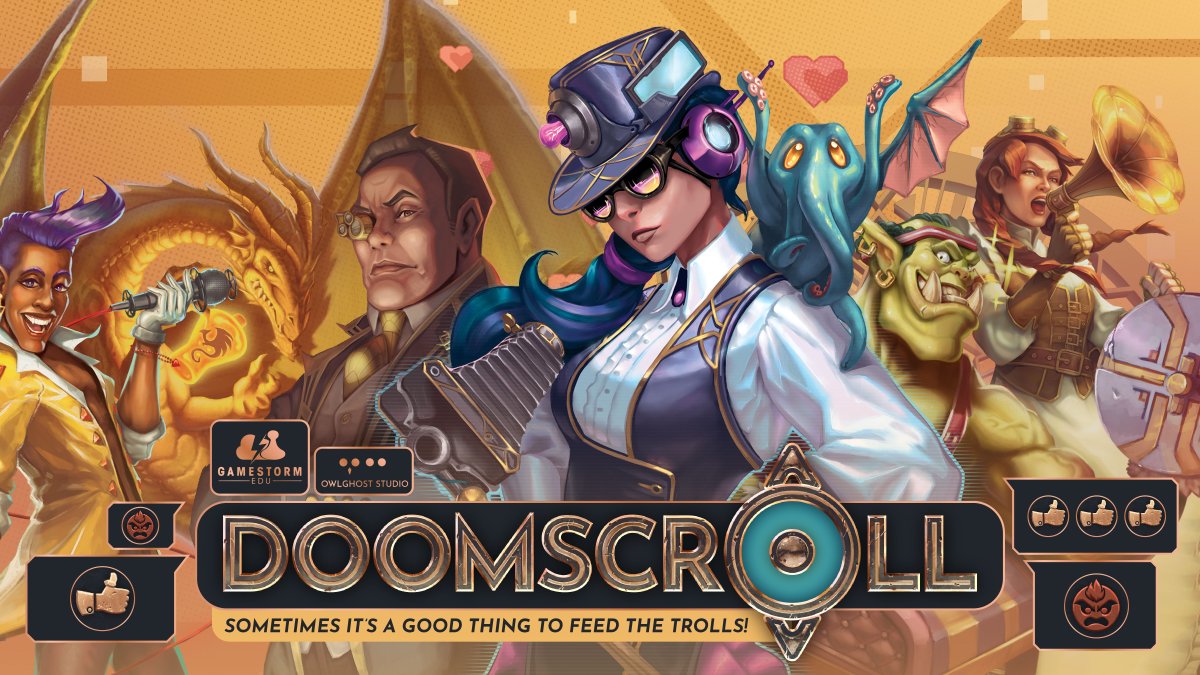 Just updated our #Kickstarter banner for Doomscroll ... what do you all think? Did we nail it? Rare miss? If you want to score a discounted copy of our social media card drafting game launching on Kickstarter Feb 20, head to our page & choose Notify on Launch today! #tabletop
