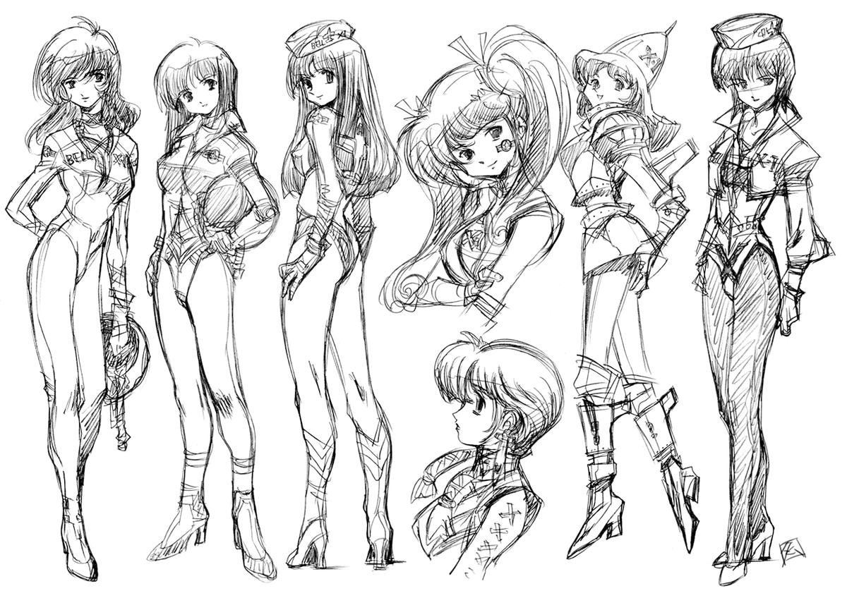 人類初の超音速ロケット「X-1」の擬人化ラフ 