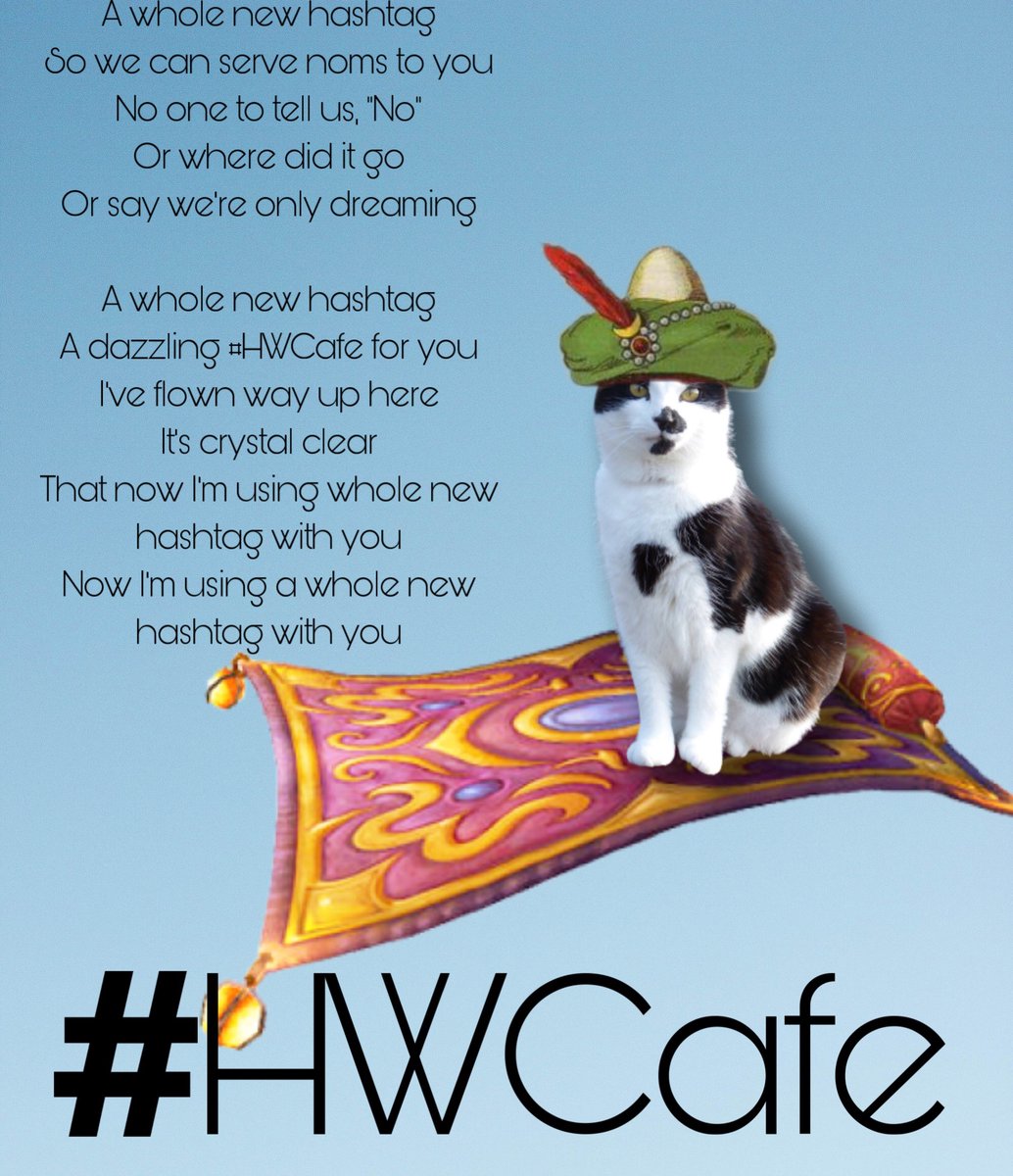 My new song is to highlight our new hashtag for the Hedgewatch cafe - it is #HWCafe. Adapted from the brilliant 'A brand New World' from Alladin 😺🐾🎶

Video here (youtu.be/eitDnP0_83k?fe…) @BungandZip #Hedgewatchcafe