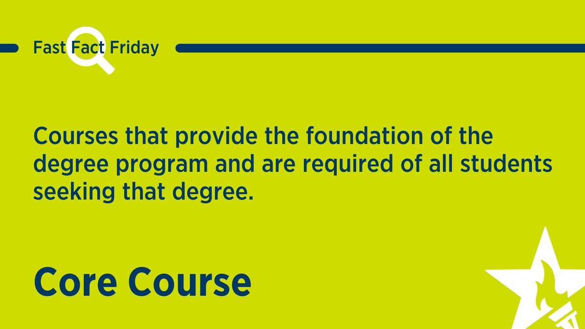 📷 It’s #FastFactFriday!  Get to know the U.S. higher education system, one fact at a time. 📷 Core course:  Courses that provide the foundation of the degree program and are required of all students seeking that degree.