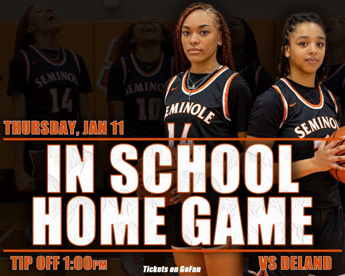 SEMINOLE STUDENTS!! We are having a DURING school game this Thursday, Jan 11!!! Make sure you get a ticket on GoFan and support your girls basketball team! LETS PACK THE GYM!