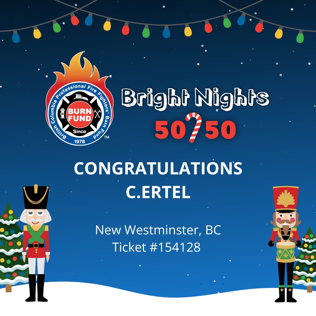 And the lucky winner is… 🎁 Thank you to everyone that bought their Bright Nights 50/50 tickets and supported our cause. The final jackpot was $422,710. With our lucky new winner taking home half. Your generosity will help us support burn survivors year round.