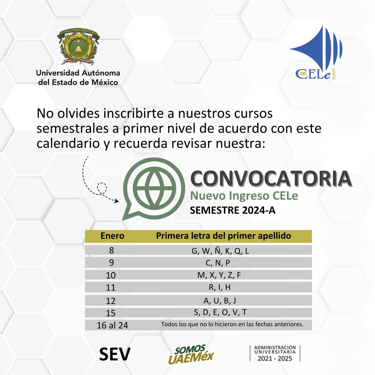 Recuerda que ya empezó nuestro registro de Nuevo Ingreso a primer nivel
Si estás interesado revisa nuestra convocatoria de nuevo ingreso t.ly/RoYB2
#SomosUAEMéx💚💛 #CELeUAEMéx #idiomas
