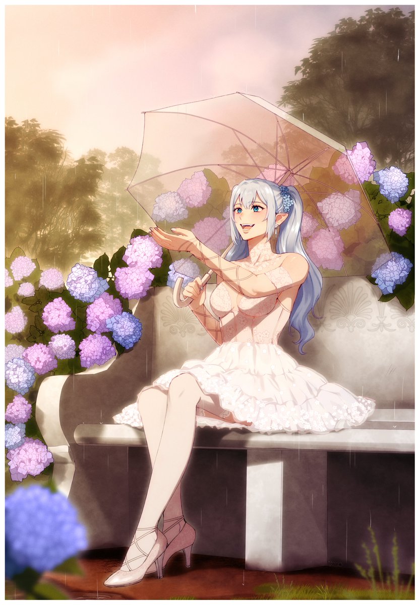 Rainy days bring me so much joy! I especially love the sound of rain on an umbrella 🥰🩵🩵 A winter's rain can also turn into a snowy day if cold enough~! ❄️ --- Art: #tecchi_kun Outfit design: #niamonnie tag: #SkyheArt