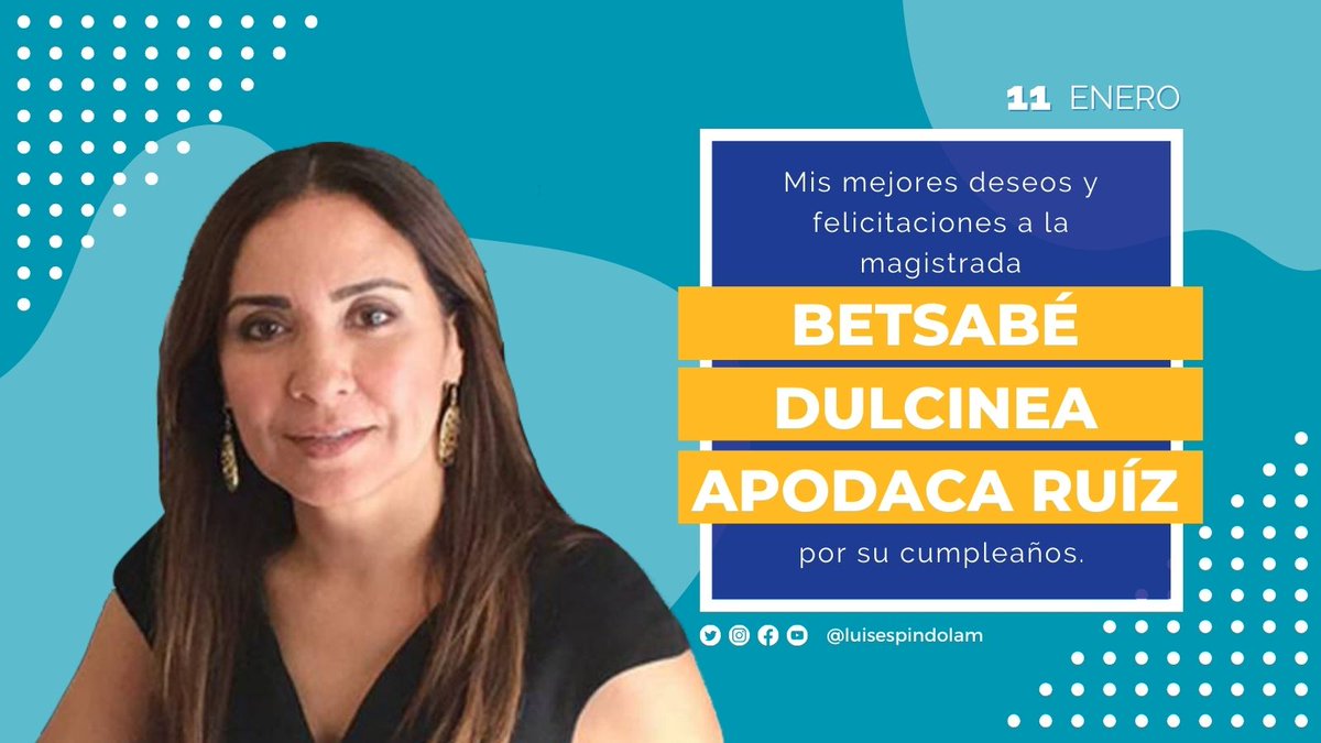 Felicitaciones por su cumpleaños a la Magistrada Betsabé Dulcinea Apodaca Ruíz, <a href="/ApodacaDulcinea/">Betsabé Dulcinea Apodaca Ruiz</a> del <a href="/TEEBCS/">Tribunal Estatal Electoral BCS</a>. ¡Enhorabuena!