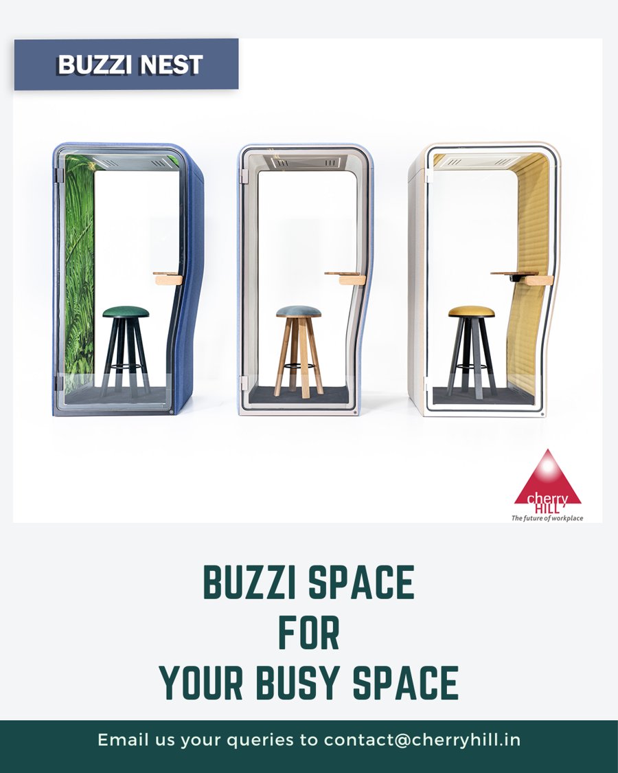CherryHillDelhi's tweet photo. Looking for something which is just perfect for private work, an important phone call or Virtual meeting.

#BuzziNestBooth and Pod are great alternatives to expensive infrastructure and all you need to erase disruptive noise from any #workplace.

#CherryHillInteriors #BuzzSpace https://t.co/2GSQ4LFX21