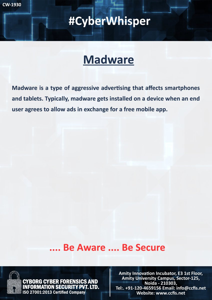 ccfis's tweet photo. #CyberWhisper #CyberSecurity #Madware https://t.co/RhLBULfx96