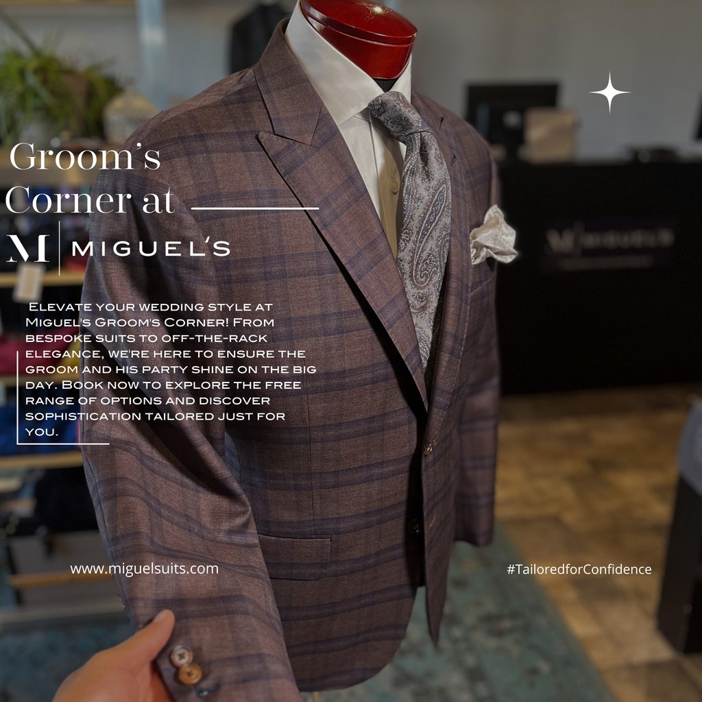 MiguelsFormal's tweet photo. Enhance your wedding fashion experience with the exclusive offerings at Miguel's Groom's Corner! Reserve your spot now to delve into the diverse assortment of choices and uncover the utmost elegance meticulously tailored to your preferences. #MiguelsGroomsCorner #WeddingFashion https://t.co/H1wZejKqkF