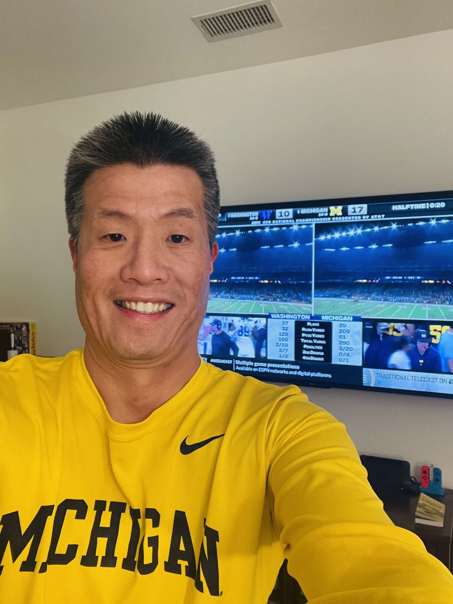 PercyLeeMD's tweet photo. Congratulations to @Dan_ChangMD and his @UMichFootball #Wolverines for winning the 2024 #CFPChampionship! #freeharbaugh https://t.co/aC8fVRUXif