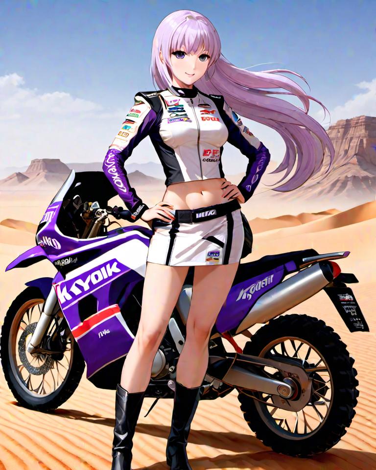 KyokoSupremacy's tweet photo. With #Dakar2024 on going, it's fitting to see our girl racing, don't ya? #aiart #AI #art #digitalart #machinelearning #kyokokirigiri #newmedia #ultimatedetective #artificialintelligence #danganronpa #fypシ #DakarRally https://t.co/Cj1xTyctnX
