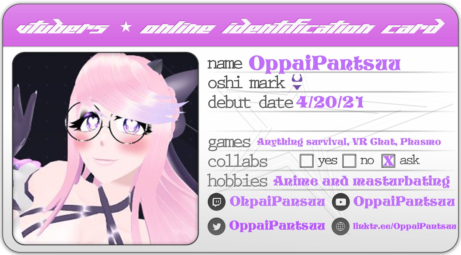 OppaiPantsuu 👙🔞 Shape-Shifting Kaiju on X: I have my official horny  Vtuber ID card! #vtuber #lewdtuber t.comY6TupB08T  X