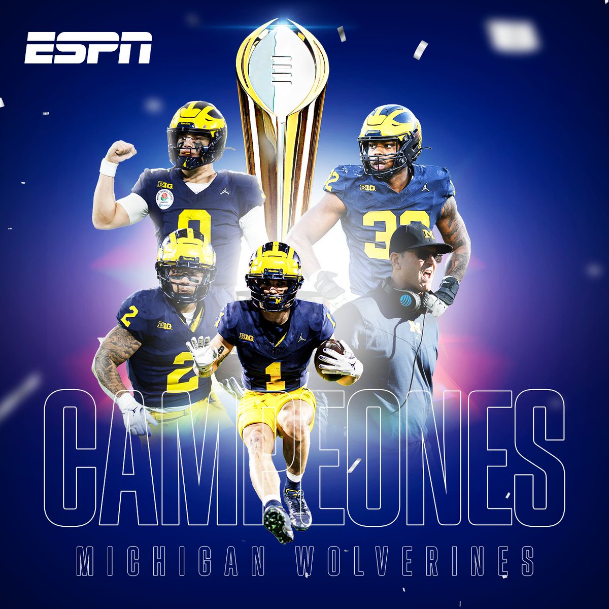 ESPNmx's tweet photo. 🌟 LOS WOLVERINES SON LOS CAMPEONES 🌟

Michigan conquista el #NationalChampionship tras vencer 34-13 a Washington Huskies🏆

Marca perfecta de 15-0 en la temporada 🏈 🔝 https://t.co/F96xSXzxS3