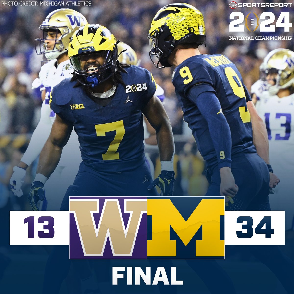 SRWolverines's tweet photo. THE MICHIGAN WOLVERINES ARE NATIONAL CHAMPIONS!!! #GOBLUE https://t.co/cizvn2yya9
