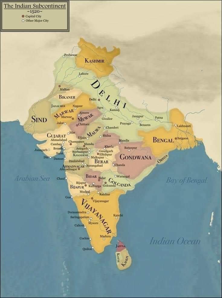 Map of Indian sub continent 1520