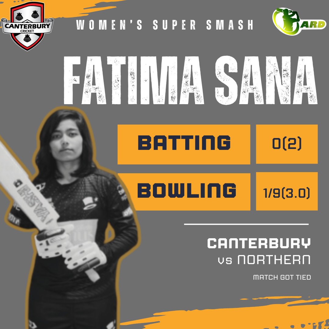 AllRoundersDen's tweet photo. Economical spell with Ball💯
Clean Bowled Opening Batter of Northern, Gurrey💥
Decent outing for @imfatimasana today in #SuperSmashNZ 👏
#NZWvPAKW #NZvsPAK #NZvPAK #CANvNOR #Canterbury #backourgirls #WomensCricket #CricketTwitter ||ARD https://t.co/LlfKUiljxe