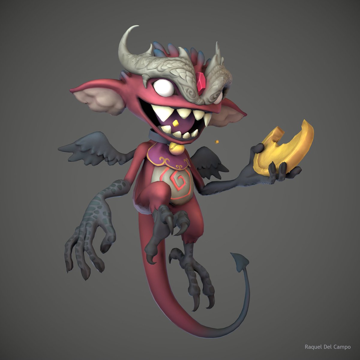 Finally finished this little demon model based on the awesome concept by @justinchans