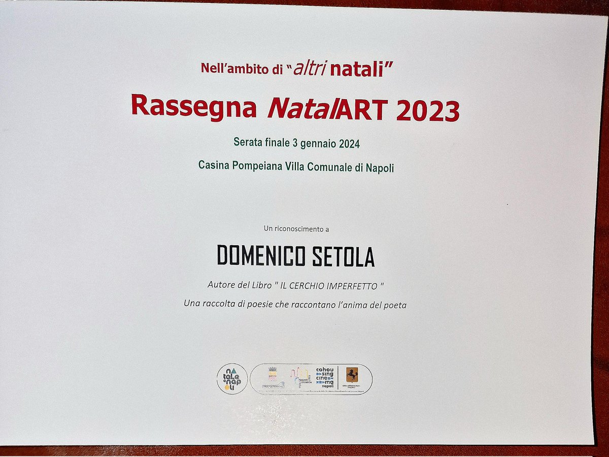DomenicoSetola's tweet photo. "Natalart 2023" - premio al "Cerchio imperfetto". https://t.co/jriBQME9P2