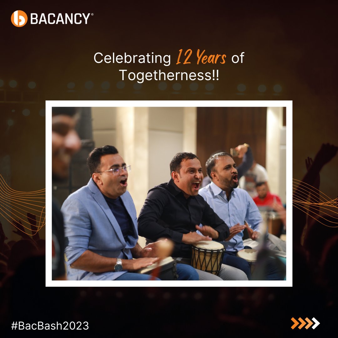 BacancyTech's tweet photo. Cheers to 12 incredible years of innovation, teamwork, and success! #BacBash2023

#12YearsOfBacancy #CelebrationVibes #DanceAndDrumming #MilestoneMoments #TeamSpirit #WorkCulture #EmployeeEngagement #BacancyTechnology #DedicatedToInnovation #GrowWithBacancy https://t.co/GYVc7yWhLX