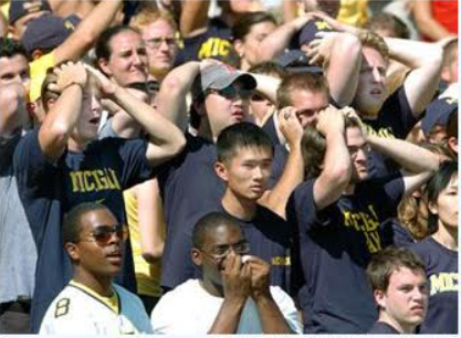 My first Michigan game was losing to Appalachian State, and I think I was 0-7 attending games in person A decade later and its hard not to be emotional watching this team win, GO BLUE Can finally retire this image forever LOL the curse is dead