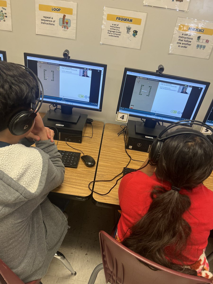 MsGllopez's tweet photo. First School Day back consisted of nested loops, variables, and indexing for the students attending Coding Lab today using @nearpod! Not to mention sharpening those keyboarding skills! Love that hand placement, eyes on the screen, and posture practice! Phew I’m tired 😴 Gn https://t.co/Mr4E1lkK1O