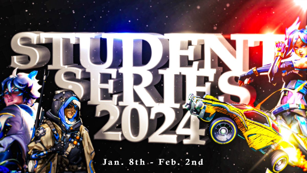 🏆 Spring Student Series 🏆 

The time has come to register for the Esports at UCF Spring Student Series! Grab your friends and compete in Valorant, Rocket League, League of Legends, or Overwatch. Registration closes on February 2nd. Sign up now for your shot at being the Student