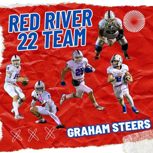 Congratulations on being selected to the Red River 22 Team! 
QB- Ty Thompson 
RB- Rylan Monsey
OL- Colter Johnson 
WR/DB- Peyton Kinman
DB- Zathin Reyes