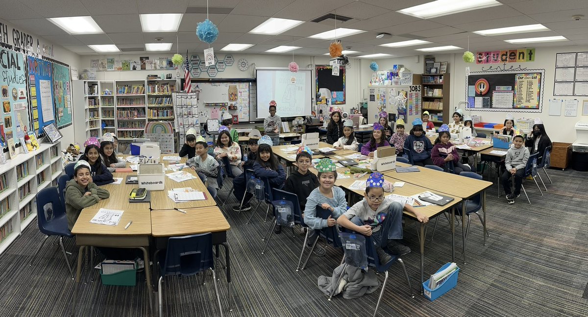 burbankabc's tweet photo. Room 21 had an awesome first school day of 2024 celebrating National 4th Grade Day! Check out their 4th grade crowns. 👑 All learning was around 4 today! @burbankabc https://t.co/bAQkFwdCSx