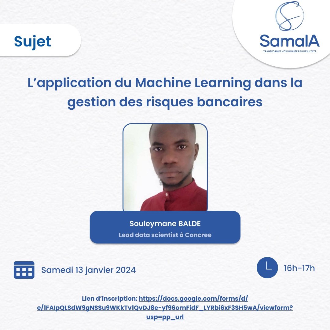 BALDE_SL's tweet image. 🚀 Excité(e) de partager des perspectives sur l&apos;avenir de la gestion des risques bancaires! 
🌐 Rejoignez-nous lors de notre webinaire.
Inscrivez-vous maintenant pour un échange stimulant! 
lnkd.in/gduVERnU

#GestionDesRisques #MachineLearning #InnovationFinancière