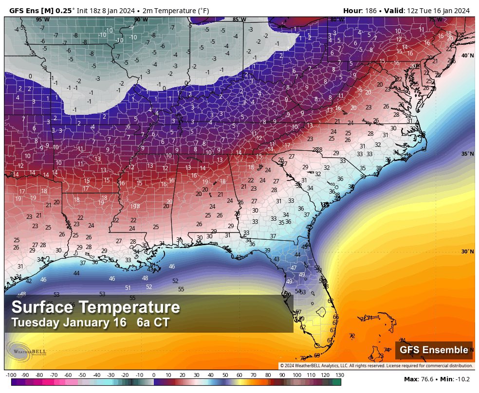 ONE WEEK FROM TODAY: There is high confidence that the coldest air so far this season will roll into the Deep South early next week. This should drive lows into the teens for many areas by Tuesday or Wednesday morning (January 16-17).

There will be great weeping and gnashing of
