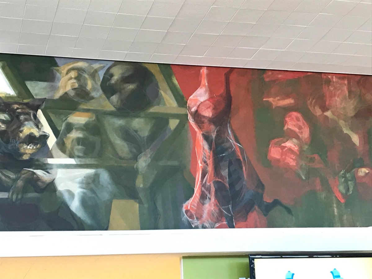 BingobongoB's tweet photo. Found out that students don’t know about enjoying a meal inside Ortega under the scary mural of the men turning to pigs while listening to live piano performances….eras gone by https://t.co/2jRZ3bIID4