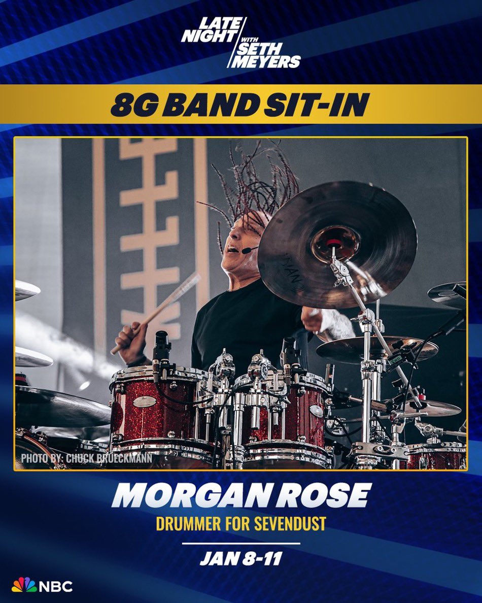 LateNightSeth's tweet photo. All this week, Morgan Rose (@morgan7d) from @Sevendust sits in with the 8G Band! https://t.co/vAgUxPFe7J
