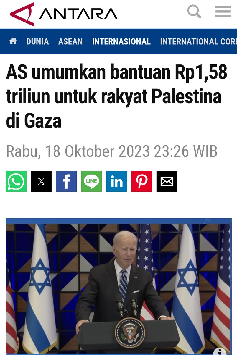 AS yang dituduh beking Israel dan kafir itu berikan bantuan 1.5 T untuk Gaza tahun 2023. Saudara seiman Indonesia sudah berikan berapa ?
