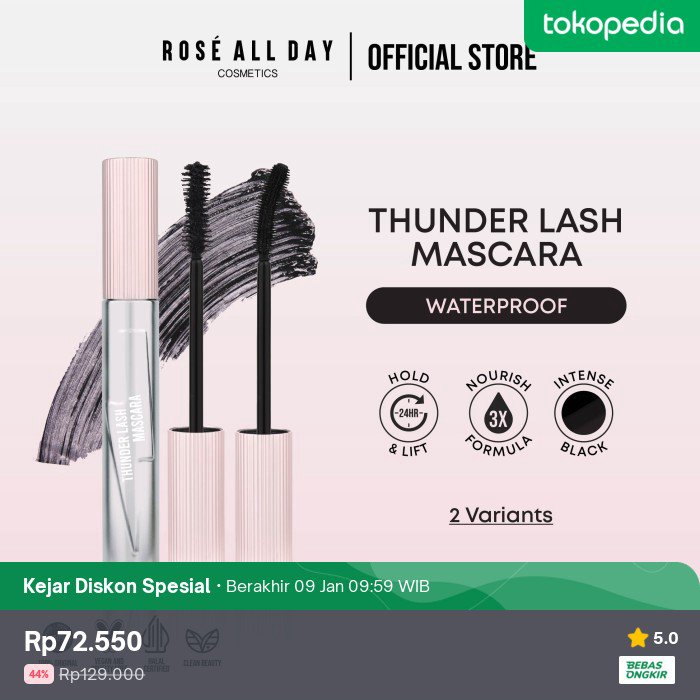 Ada diskon 44% nih jadi Rp72.550. Cek di Tokopedia, deh. Bentar lagi diskonnya berakhir, lho!

Diskon rose all day mascara +diskon 30% pake VOC beli lokal 
Wts wtb
tokopedia.link/eTUvHq1vAyb