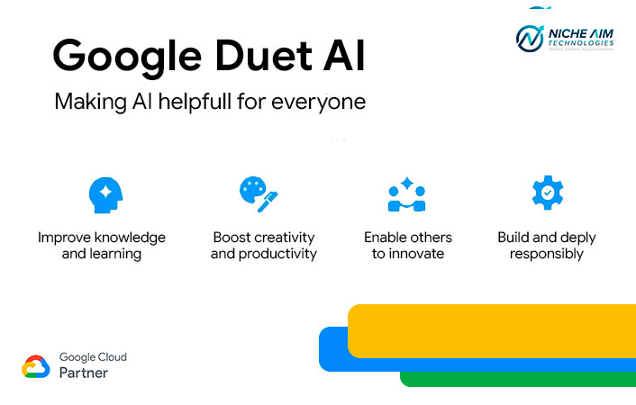 nicheaimtech's tweet photo. Duet AI integrates with the leading Google Workspace tools, enabling users to harness the power of AI to automate tasks, improve collaboration, and make better decisions.

To learn more visit us at: https://t.co/Mi0iJVtfOS 

#GoogleWorkspace #GoogleDuet https://t.co/qpZfYJ0vTc