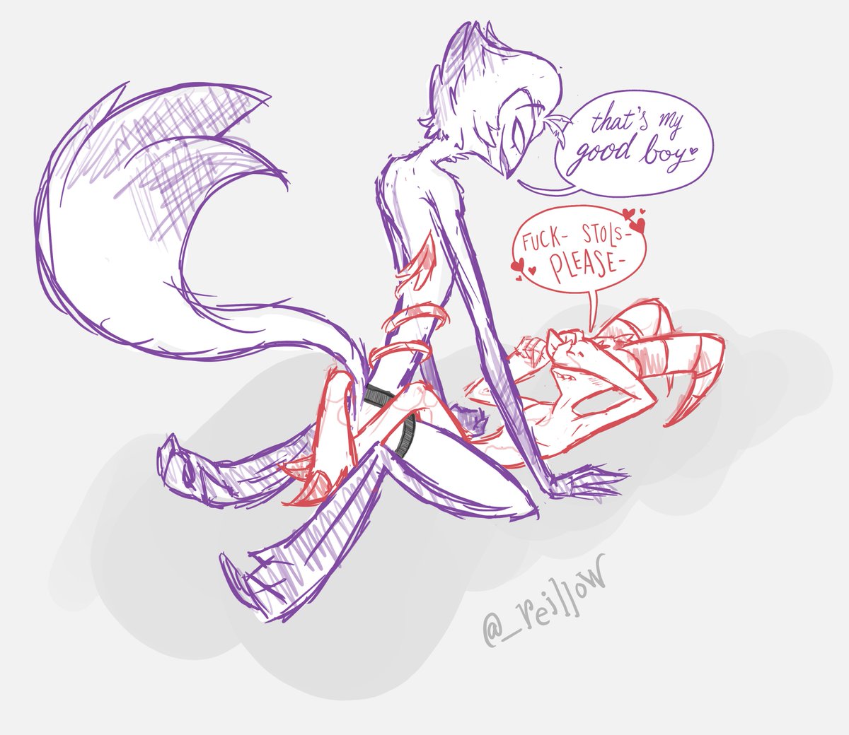 we interrupt the hazbin hype to bring you your daily dose of BOTTOM BLITZ 😈😈😈

(I needed a break from clean line-art to just violently/manically sketch as is my default, and that's all I have to say about that)
#stolitz