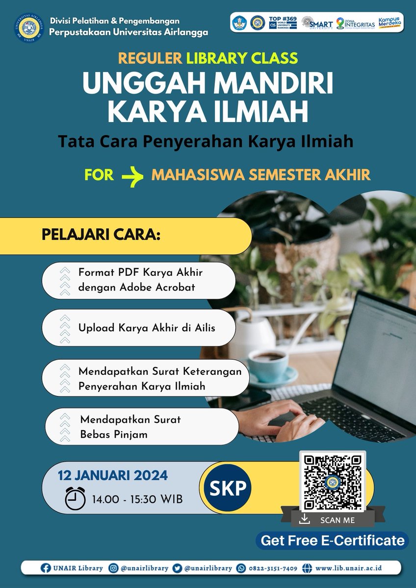 unairlibrary's tweet image. #INFOPERPUS library class
registrasi di ailis.lib.unair.ac.id/keanggotaan